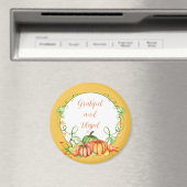 Aimant Aquarelle citrouille et vignes wire personnalisée (In Situ (Lave-vaisselle))