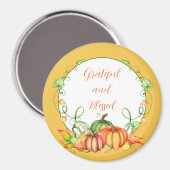 Aimant Aquarelle citrouille et vignes wire personnalisée (Recto/Verso)