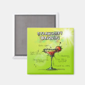 Aimant Aquarelle Cocktail Recette (Recto/Verso)