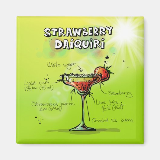 Aimant Aquarelle Cocktail Recette (Devant)