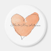 Aimant Aquarelle Coeur M & Mme NOM Mariage de automne Ora (Devant)