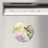 Aimant Aquarelle Colibri et rose (In Situ (Lave-vaisselle))