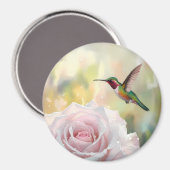 Aimant Aquarelle Colibri et rose (Recto/Verso)