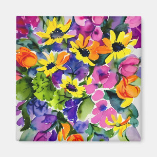 Aimant Aquarelle colorée Art Floral