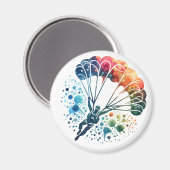 Aimant Aquarelle colorée Parachutiste (Recto/Verso)
