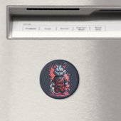 Aimant Aquarelle cool Gris Ninja Chat Guerrier (In Situ (Lave-vaisselle))