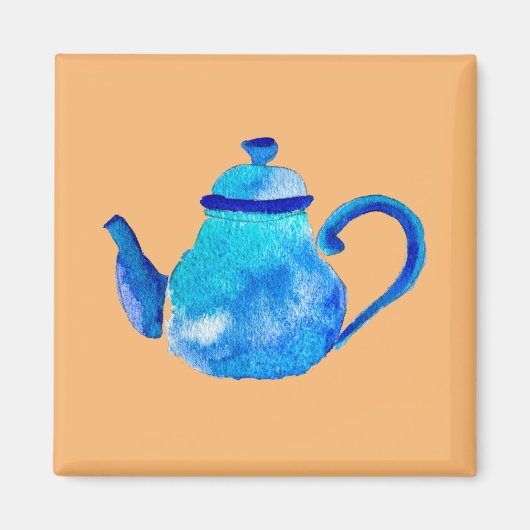 Aimant Aquarelle couleur bleu teapot (Devant)
