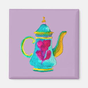 Aimant Aquarelle couleur turque teapot