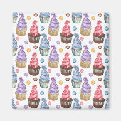 Aimant Aquarelle cupcakes colorés (Devant)