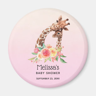 Aimant Aquarelle Cute Giraffe Maman & Baby shower