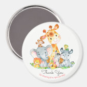 Aimant Aquarelle Cute Safari Jungle Animaux Merci (Recto/Verso)