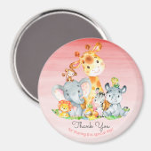 Aimant Aquarelle Cute Safari Jungle Animaux Merci (Recto/Verso)
