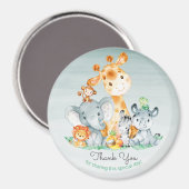 Aimant Aquarelle Cute Safari Jungle Animaux Merci (Recto/Verso)