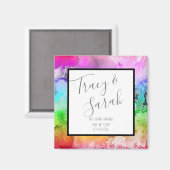 Aimant Aquarelle d'alcool arc-en-ciel Enregistrer la date (Recto/Verso)