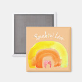 Aimant Aquarelle d'amour arc-en-ciel orange (Recto/Verso)