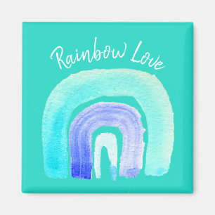 Aimant Aquarelle d'amour bleu arc-en-ciel