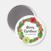 Aimant Aquarelle d'art populaire Noël floral (Recto/Verso)