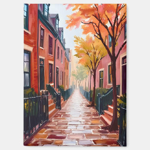 Aimant Aquarelle d'automne à Boston Beacon Hill
