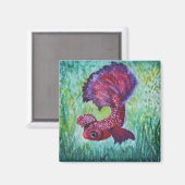 Aimant Aquarelle de Betta fish (Recto/Verso)
