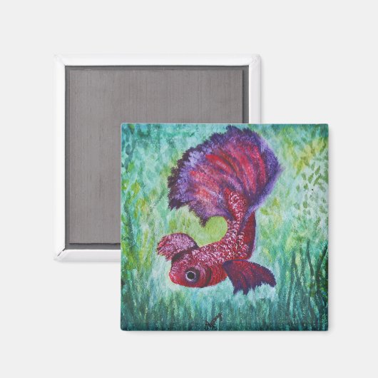 Aimant Aquarelle de Betta fish (Recto/Verso)