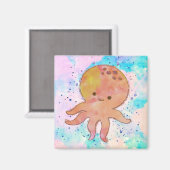Aimant Aquarelle de caricature de poulpe mignonne (Recto/Verso)