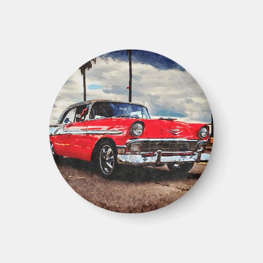 Aimant Aquarelle de Chevrolet Bel Air 1956 (Devant)