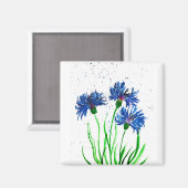 Aimant Aquarelle de Cornflowers (Recto/Verso)