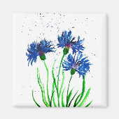 Aimant Aquarelle de Cornflowers (Devant)