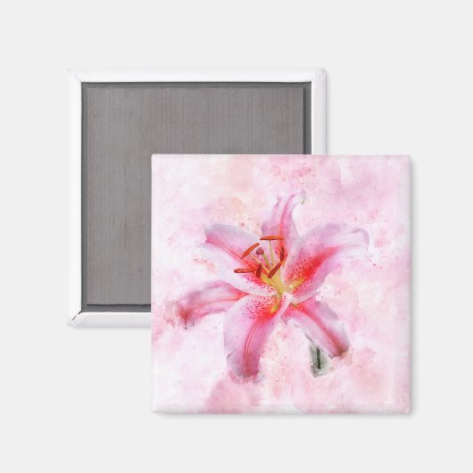 Aimant Aquarelle de fleur de Stargazer Lily - wb 01 (Recto/Verso)