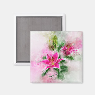 Aimant Aquarelle de fleur de Stargazer Lily - wb 02