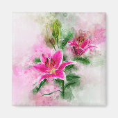 Aimant Aquarelle de fleur de Stargazer Lily - wb 02 (Devant)