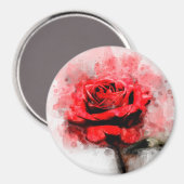 Aimant Aquarelle de fleur rouge - wb (Recto/Verso)