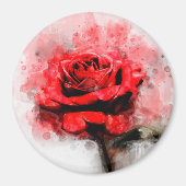 Aimant Aquarelle de fleur rouge - wb (Devant)