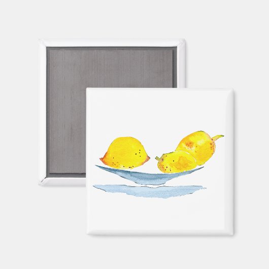 Aimant Aquarelle de fruit jaune citron (Recto/Verso)