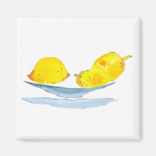 Aimant Aquarelle de fruit jaune citron (Devant)
