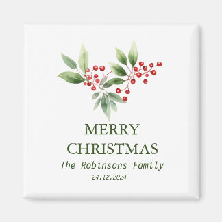 Aimant Aquarelle de la branche du Berry Noël