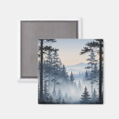 Aimant Aquarelle de la forêt de pins (Recto/Verso)