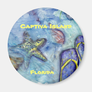 Aimant Aquarelle de l'île Captiva Floride Art