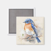 Aimant Aquarelle de Little Eastern Bluebird (Recto/Verso)