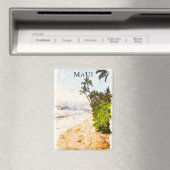 Aimant Aquarelle de Maui Hawaii Voyage d'illustration (In Situ (Lave-vaisselle))