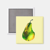 Aimant Aquarelle de poire verte fruit (Recto/Verso)