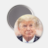Aimant Aquarelle de portrait souriant Donald Trump (Recto/Verso)