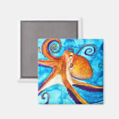 Aimant Aquarelle de poulpe sous l'art marin (Recto/Verso)