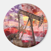 Aimant Aquarelle de silhouette de valet avec drapeau amér (Devant)