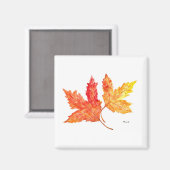 Aimant Aquarelle des feuilles d'automne (Recto/Verso)