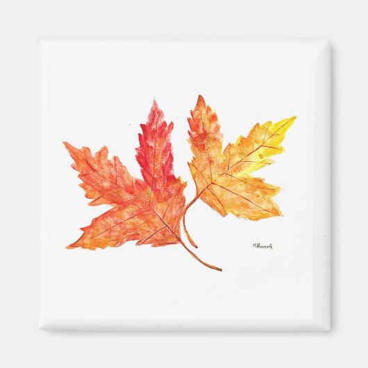 Aimant Aquarelle des feuilles d'automne (Devant)