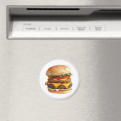 Aimant Aquarelle Dessin de Cheeseburger (In Situ (Lave-vaisselle))