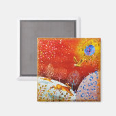 Aimant Aquarelle d'hiver Gold Woodland Rabbit Owl (Recto/Verso)