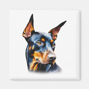 Aimant Aquarelle Doberman Pinscher