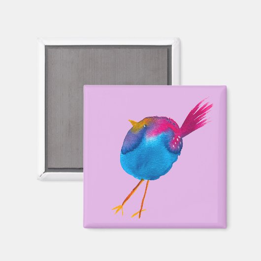 Aimant Aquarelle d'oiseau bleu (Recto/Verso)